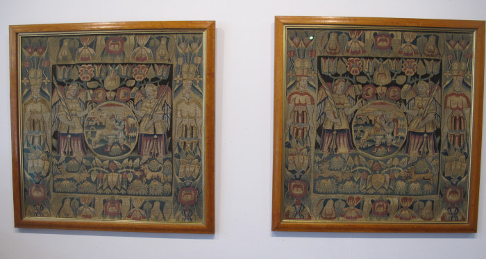 A Pair of North German Tapestry Cushions