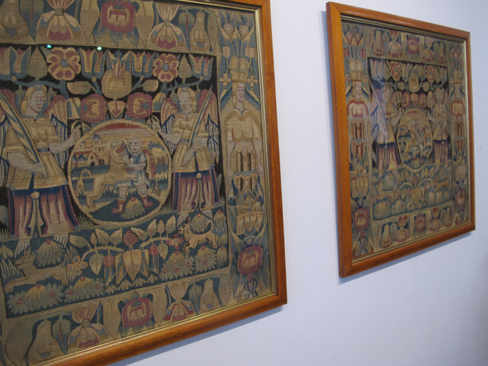 A Pair of North German Tapestry Cushions