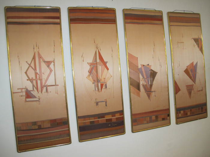 A Set of Hand Painted Silk Panels