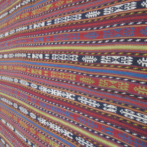 Fabulous Persian Wool Jajim - This beautiful jajim was probably woven by the Kurds of Azerbaijan and dates to the end of the 19th century. The workmanship and materials are amazing, including soft wool and wonderful natural dyes. Note the lovely shades of green, yellow, terracotta, white and indigo blue. But it is the array of enigmatic motifs, replete with primitive symbolism, which catch the eye and make this piece so special. Jajims were usually woven for domestic use, to wrap up and store personal effects. The designs were intended to protect the contents and ward off the evil eye. Given the conditions under which this piece was used, it has survived in excellent condition and has recently been professionally cleaned. Today this lovely tribal masterpiece would enhance many decorative setting, as a wall hanging or as a cover for a bed or other furnishings. Image of Fabulous Persian Wool Jajim