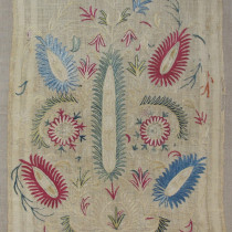 Pretty Greek Island Embroidered Panel - Woven in silk on a linen background, this is a very pretty panel. Mounted. The dimensions are 53cm x 40cm, and 60cm x 45cm including the frame Image of Pretty Greek Island Embroidered Panel